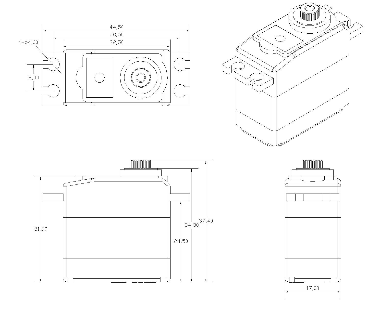 4 Servos Digital Corona DS339HV Metal Gear 5.1kg / 0.13 Sec / 32g - Imagem 3