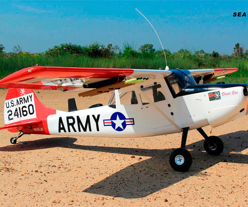 Cessna L-19A Bird Dog Old Dog 985pol ARF 35- 40cc - White SEA378W